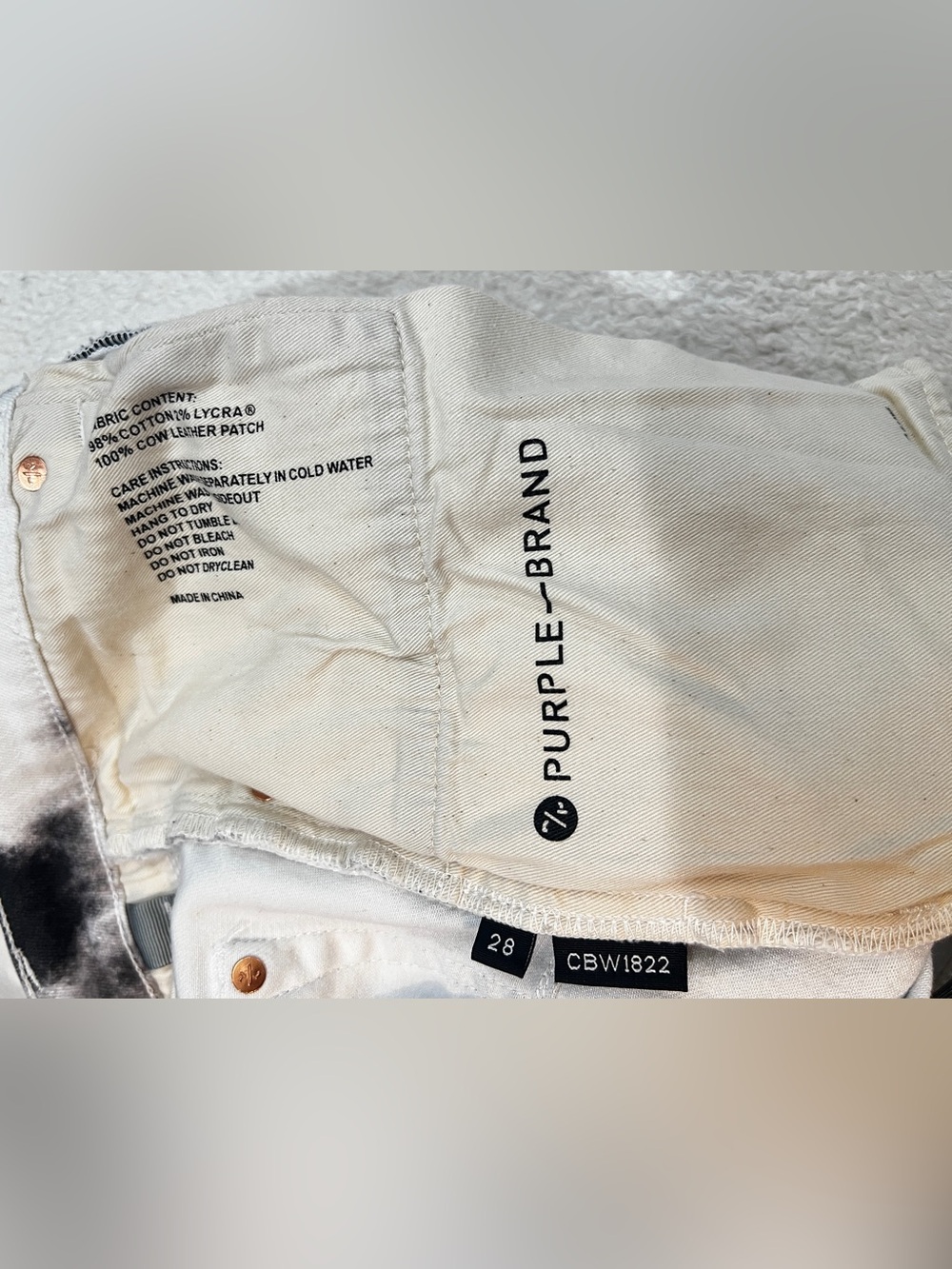 Men’s Purple Brand P0001 Cloud Print Distressed Slim-Fit Jeans Size 28 - Picture 11 of 15